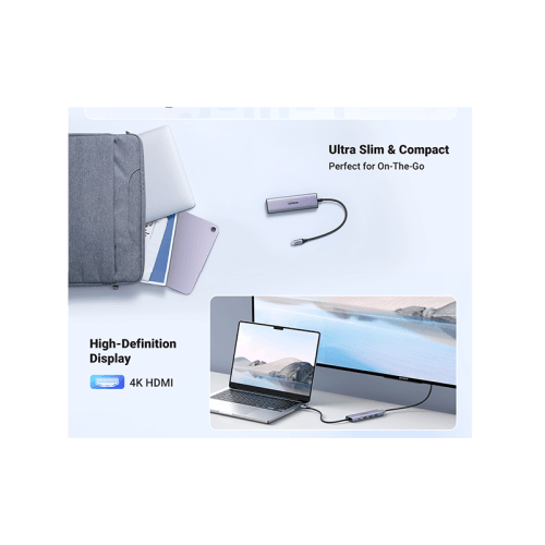 يوجرين - هب USB-C متعدد الوظائف - رمادي
