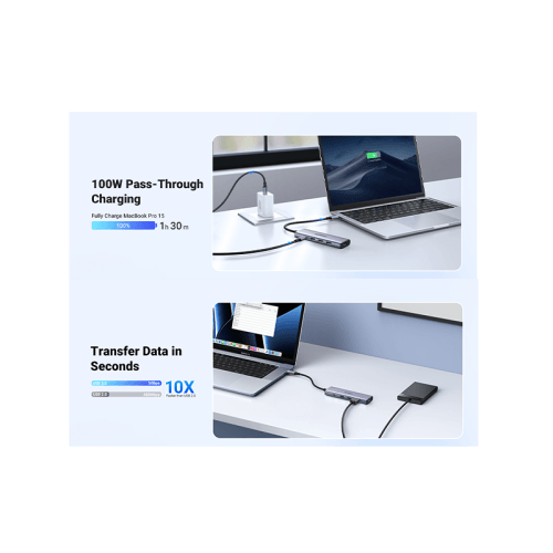 يوجرين - هب USB-C متعدد الوظائف - رمادي