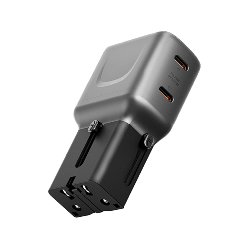 Energea TravelGo 2 Port USB-C 45W PD Travel Adapter - Gunmetal Black