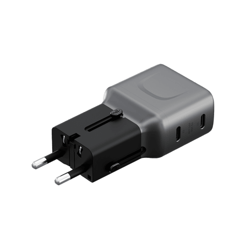 Energea TravelGo 2 Port USB-C 45W PD Travel Adapter - Gunmetal Black