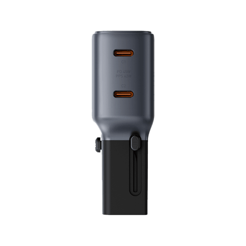 Energea TravelGo 2 Port USB-C 45W PD Travel Adapter - Gunmetal Black