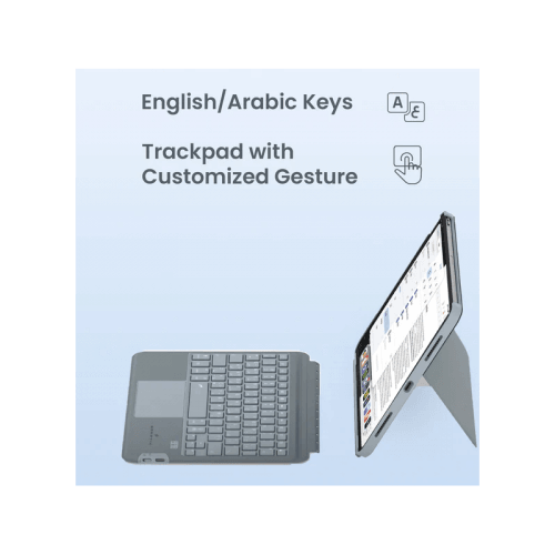 Smart Premium Wireless Backlit Keyboard (English / Arabic) With Trackpad for iPad Air 13" M2 6th Gen - Black