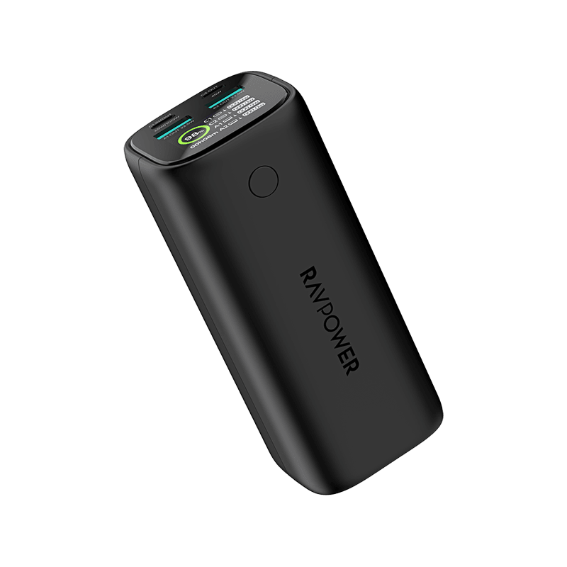 RavPower 2-Port USB-C and 2-Port USB-A PD 100W 20000mAh Digital Display Power Bank - Black