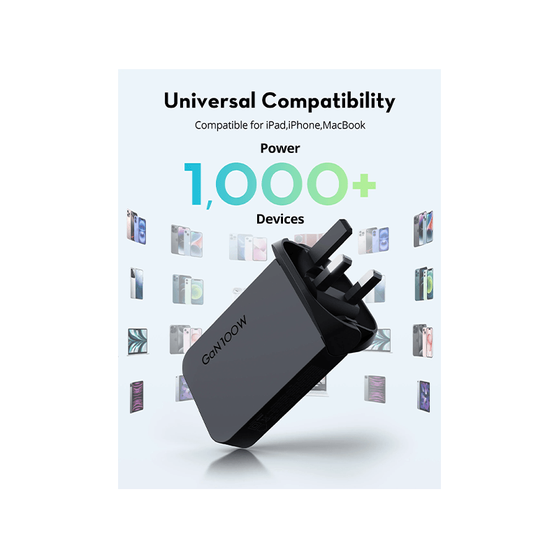 RavPower 2-Port USB-C PD 100W GaN Wall Charger - Black