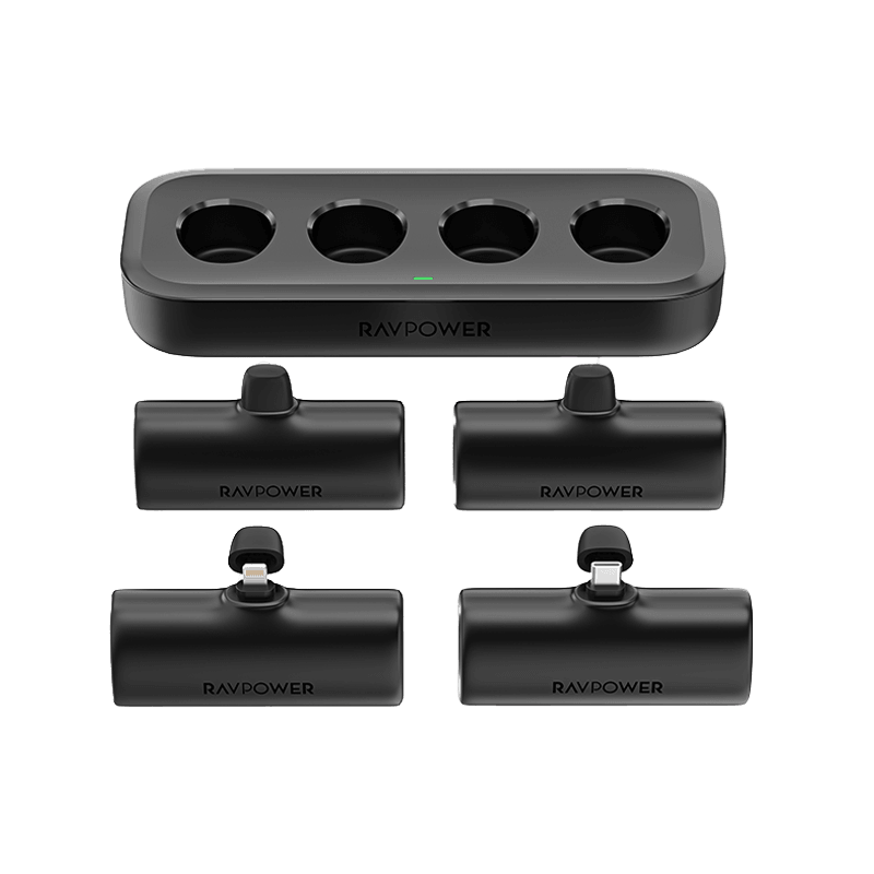 RavPower 4 in 1 (2 USB-C + 2 Lightning) 5000mAh Power Bank Station - Black