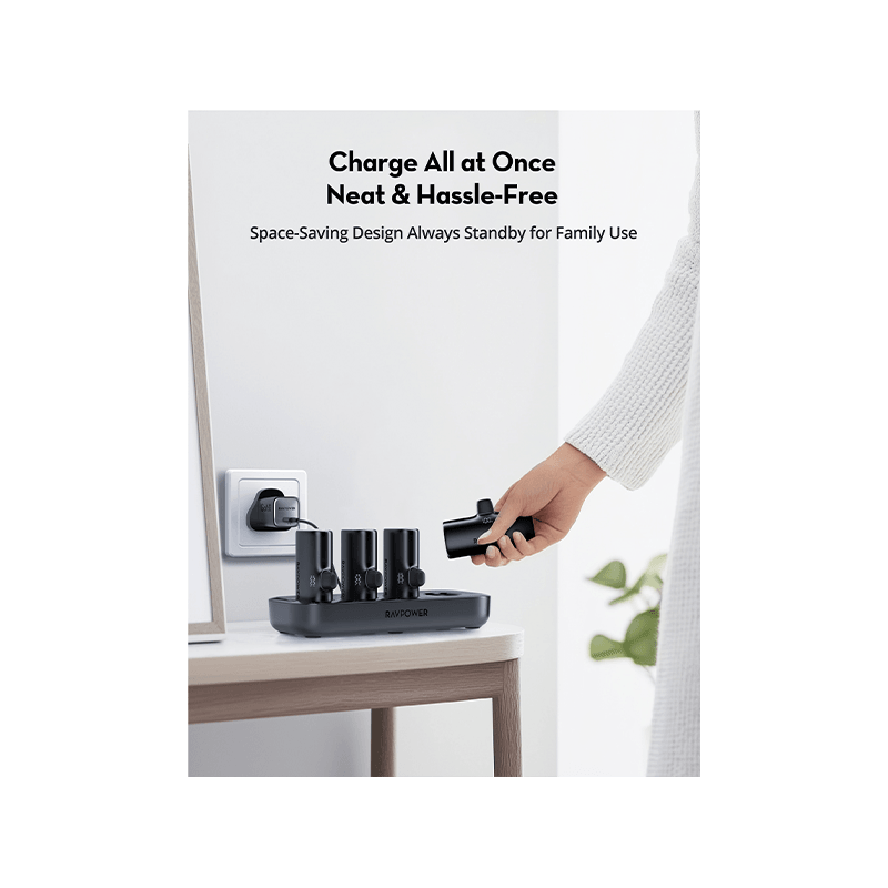 RavPower 4 in 1 (2 USB-C + 2 Lightning) 5000mAh Power Bank Station - Black
