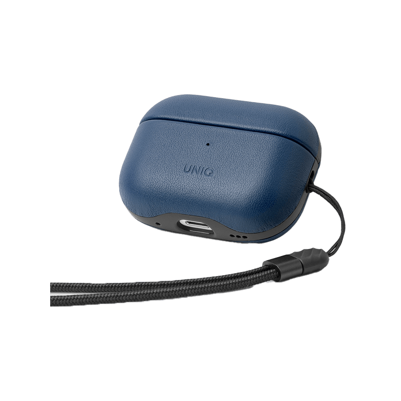 Uniq Terra Genuine Leather Snap Case for Airpods Pro 2 - Space Blue