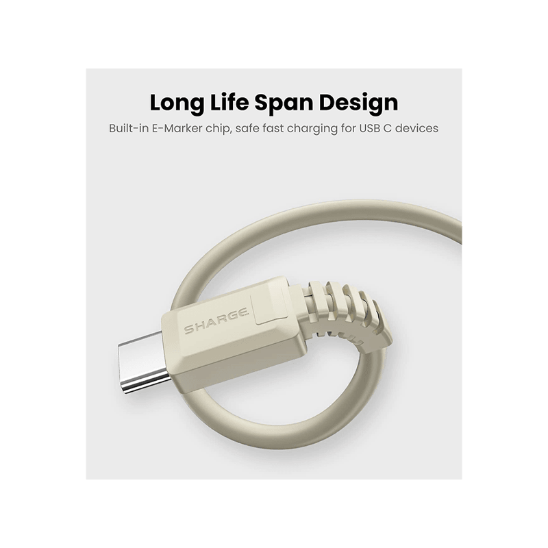 Sharge Retro USB-C to USB-C 480Mbps 100W Cable 1.2M - White