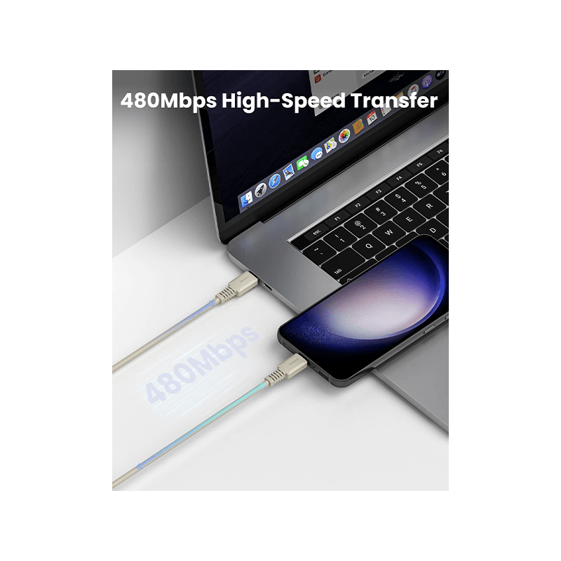Sharge Retro USB-C to USB-C 480Mbps 100W Cable 1.2M - White