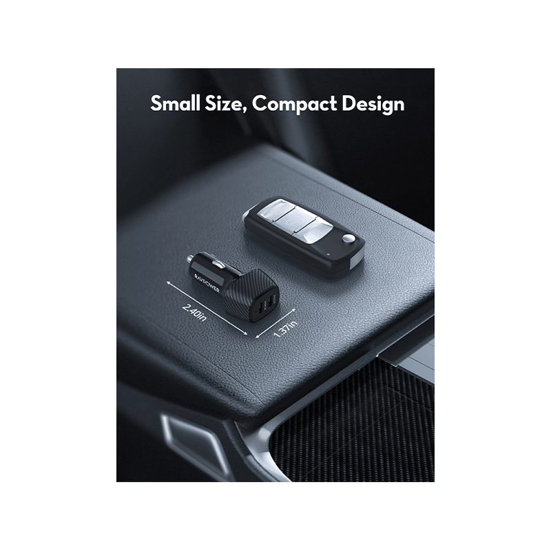 RavPower 2 - Port USB-C 60W Car Charger - Black