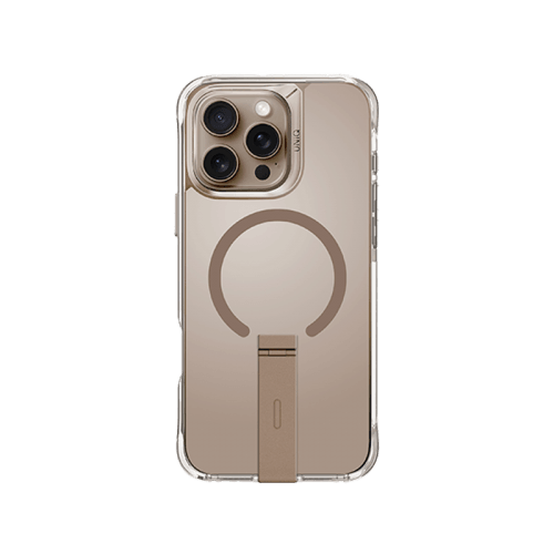Uniq Hybrid Eleva Magsafe Case With Vertical Stand for iPhone 16 Pro - Taupe Gold