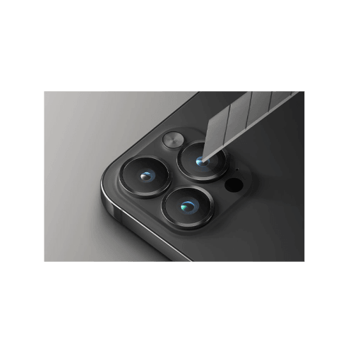 Uniq Optix Stainless Steel Frame Sapphire Camera Lens Protector for iPhone 15 Pro - Gunmetal Black
