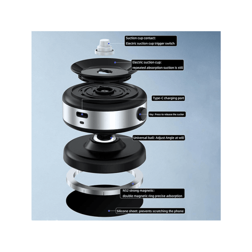 Sky 360 Rotating Vacuum Suction Magnetic Phone Holder Without Gravity - Silver