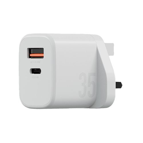 Bazic Go Port Velox Kit Bundle 1-Port USB-C & 1-Port USB-A PD 35W Wall Charger with Weave USB-C to USB-C 60W Cable - Vanilla White