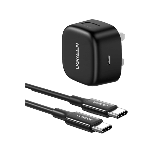 Ugreen 1-Port USB-C PD 25W Wall Charger With USB-C to USB-C 480Mbps Cable 2M - Black