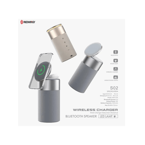 Multi-Function 3-in-1 Magsafe 15W Fast Charger With Speaker and Desk Lamp - White