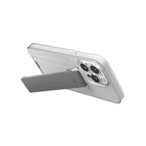 Uniq Hybrid Heldro Mount With Stand Case for iPhone 15 Pro - Lucent Clear
