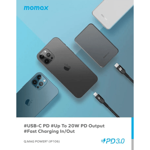 Momax Q.Mag Power 6 Magnetic Wireless 5000mAh Battery Pack - Silver