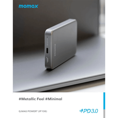 Momax Q.Mag Power 6 Magnetic Wireless 5000mAh Battery Pack - Silver