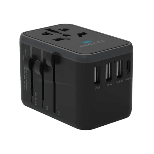 Engage 2-Port USB-C PD and 3-Port USB-A 45W Universal Travel Adapter - Black