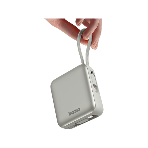 Bazic GoPower Fusion Mini 10K 3 in 1 Power Bank 10000mAh With Build in USB-C & Lightning Cable - Pebble