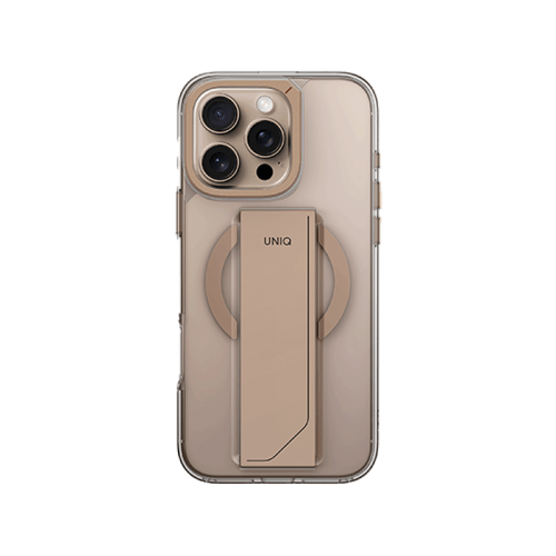 Uniq Hybrid Heldro Max MagSafe Case with Camera Stand for iPhone 16 Pro Max – Taupe Gold