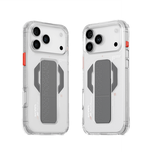 سكين ارما هيكسا - كفر حماية يدعم الماج سيف مع ستاند لهاتف ايفون 17 برو - شفاف