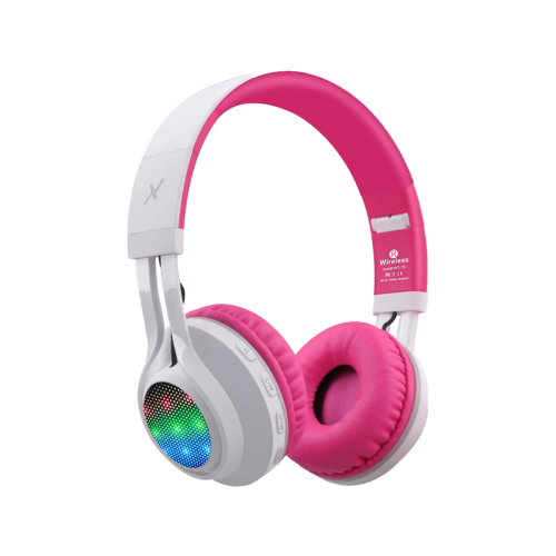 Riwbox Wireless Headphones With LED for Kids - Pink / White