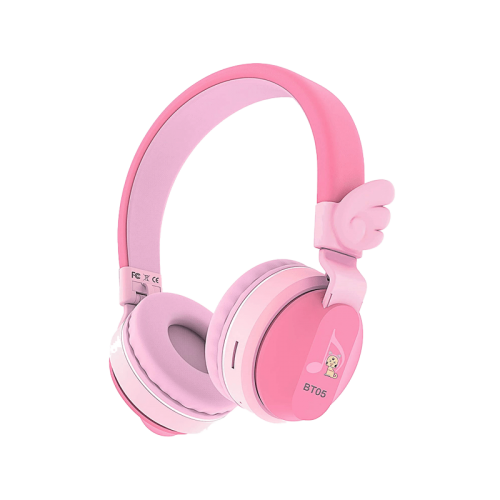 Riwbox Wings Foldable Wireless Bluetooth Headphones - Pink / Red