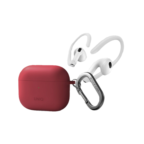 Uniq Nexo Silicone Hang Case With Sports Ear Hooks for Airpods 3 - Coral