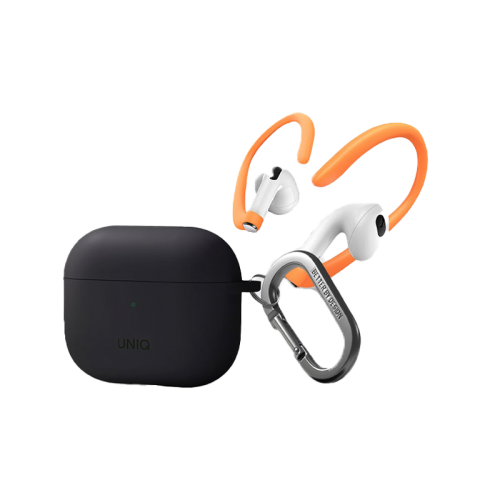 Uniq Nexo Silicone Hang Case With Sports Ear Hooks for Airpods 3 - Charcoal Grey