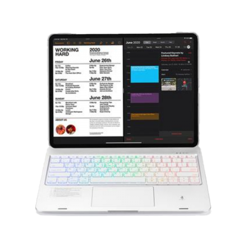 Smart Wireless backlit Keyboard (English/Arabic) With Glass Trackpad for iPad Pro 11" - White