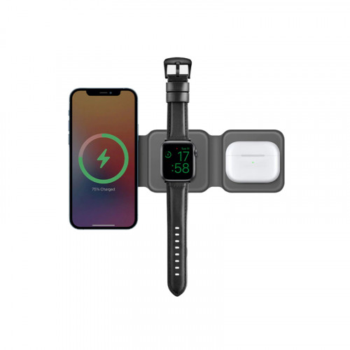 Bazic GoMag Trio 3 In 1 Foldable Magnetic Wireless Charger - Grey