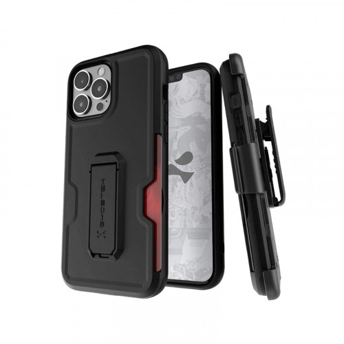 Ghostek Iron Armor 3 Rugged Case + Holster With Tempered Glass Screen Protector for iPhone 13 Pro - Black Matte
