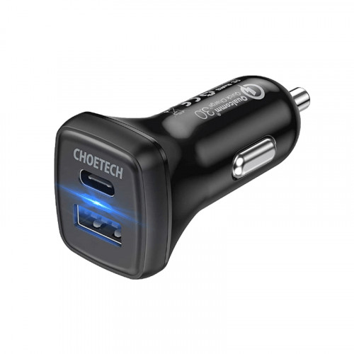 Choetech PD + QC 38W Fast Car Charger - Black