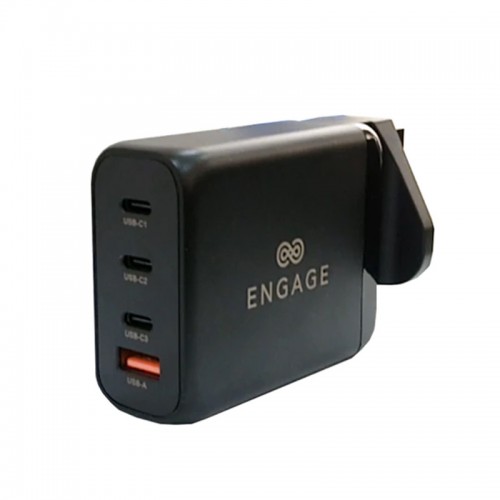 Engage 3 Port USB-C + 1 Port USB-A 200W Gan Travel Charger - Black