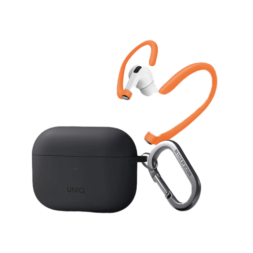 Uniq Nexo Silicone Hang Case With Sports Ear Hooks for Airpods Pro 2 - Charcoal Grey