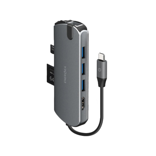 Energea AluHub HD Pro 8 in 1 Suspended Aluminum 3.1 USB-C Hub - Gunmetal