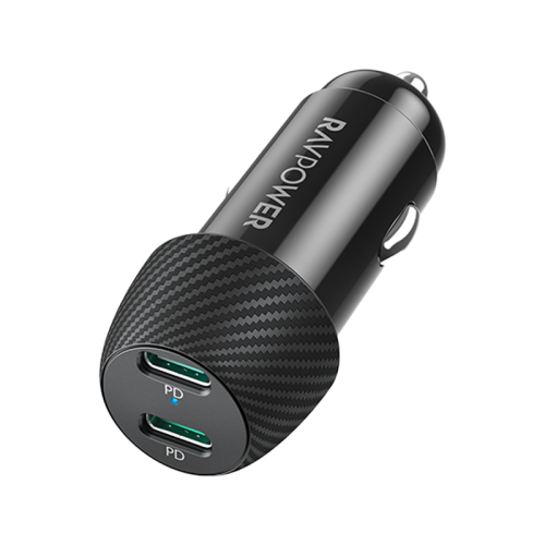 RavPower 2 - Port USB-C PD 50W Car Charger - Black