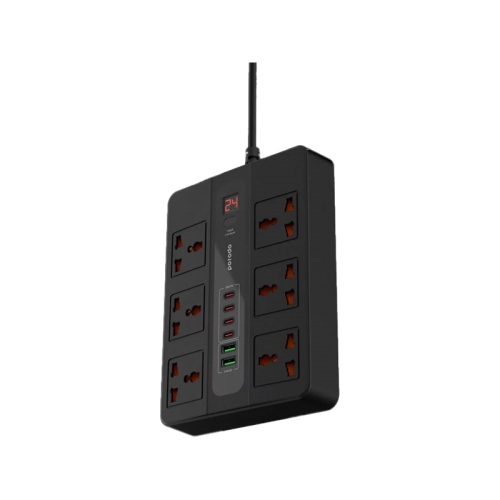 Porodo 2 USB-A 24W + 4 USB-C PD 36W + 6 Power Sockets With 3M Cable - Black