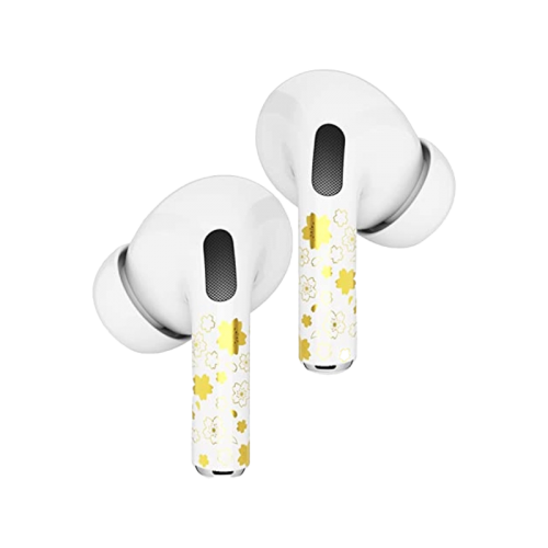 RockMax Art Skin With Applicator for Airpods Pro & Pro 2 - Gold Flower