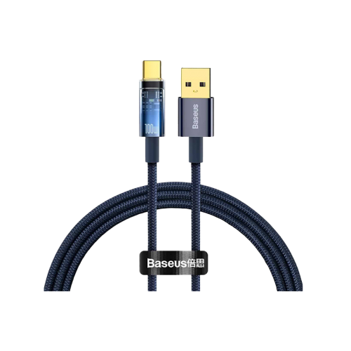 Baseus Explorer Series USB-A to USB-C 100W Auto Power-OFF Fast Charging Cable 2M - Blue