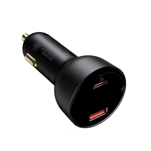 Baseus Supreme 1-Port USB-C and 1-Port USB-A PPS Digital Display Car Charger - Black