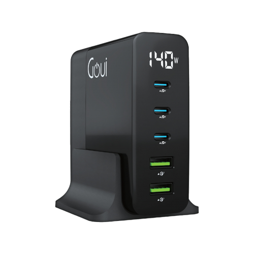 Goui 3 - Port USB-C and 2 - Port USB-A 140W Gan Desktop Charger - Black