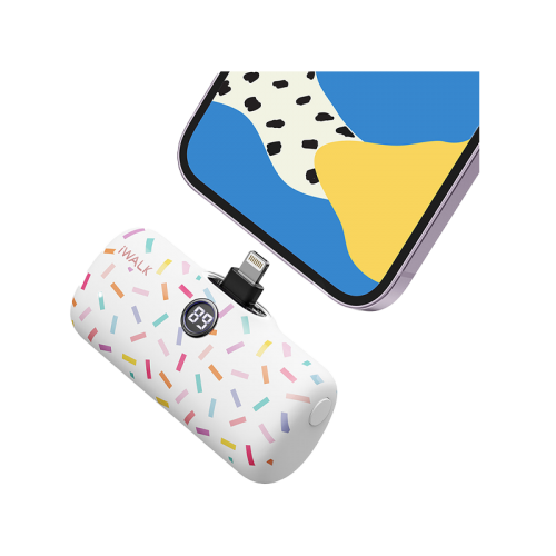 iWalk Link Me Pro Lightning Port 4800mAh Pocket Battery With Display - White Pattern