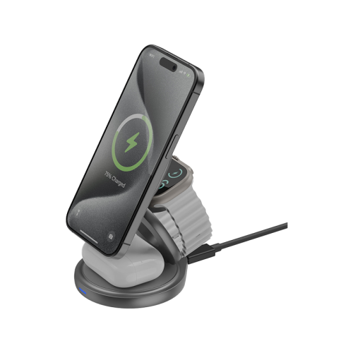 Bazic GoMag Gyre 360 Rotating Base 3 in 1 Wireless Charger - Gunmetal