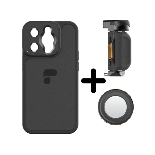 PolarPro LiteChaser Pro Case + Grip for iPhone 14 Pro Max - Black With Variable ND 3-5 Filter For iPhone