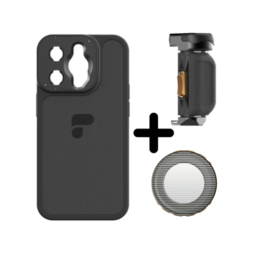 PolarPro LiteChaser Pro Case + Grip For iPhone 14 Pro - Black With  GoldMorphic Filter For iPhone