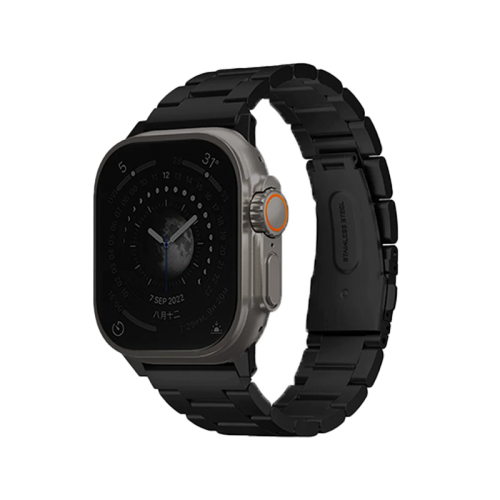 Uniq Osta Steel Strap With Steel Self Adjustable Links for Apple Watch 49/45/42mm - Midnight Black