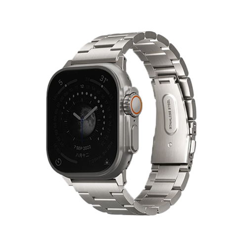 Uniq Osta Steel Strap With Steel Self Adjustable Links for Apple Watch 49/45/42mm - Titanium Silver